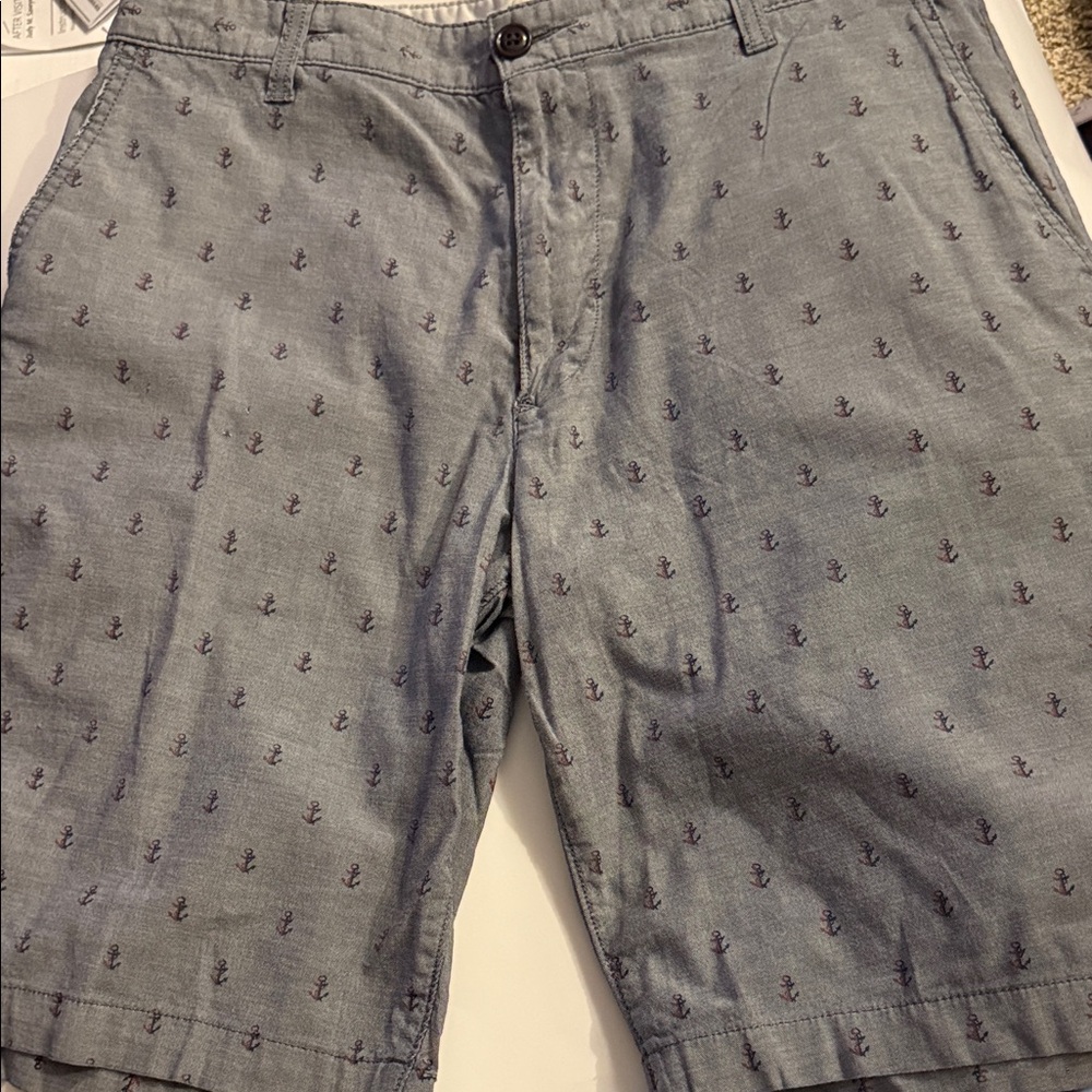 Dockers Gray Anchor Print Flat Front Shorts